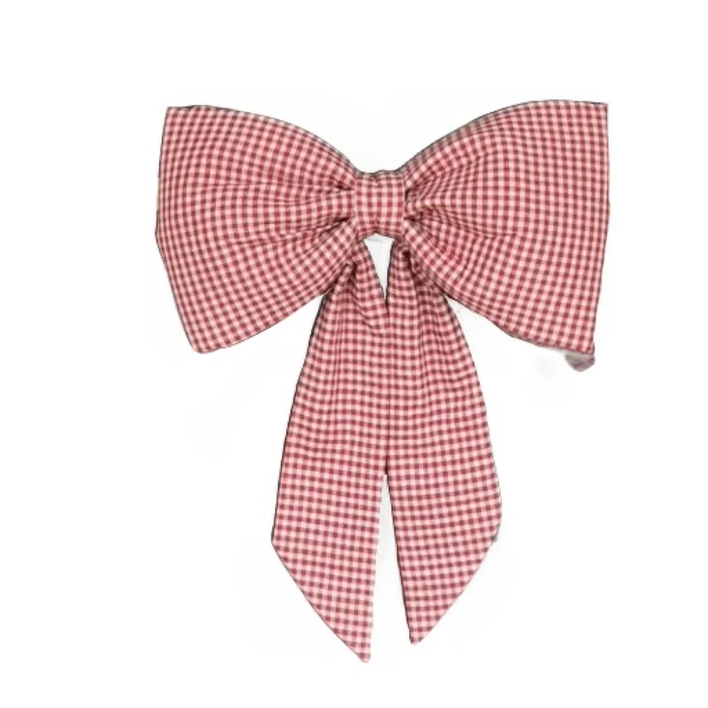 Large gingham Christmas Bow Red
